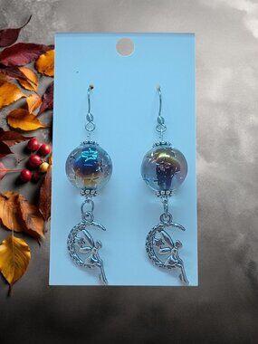 Celestial Goth Moon Fairy Earrings